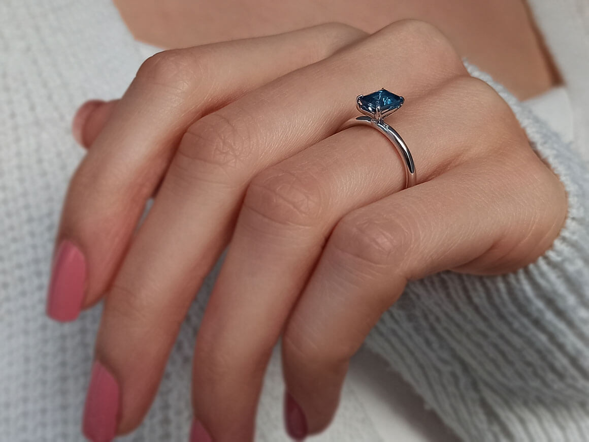 Octagon Cut London Blue Topaz Solitaire Ring