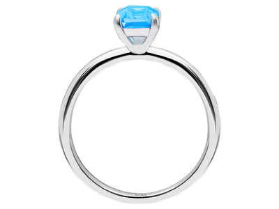 Octagon Cut Blue Topaz Solitaire Ring