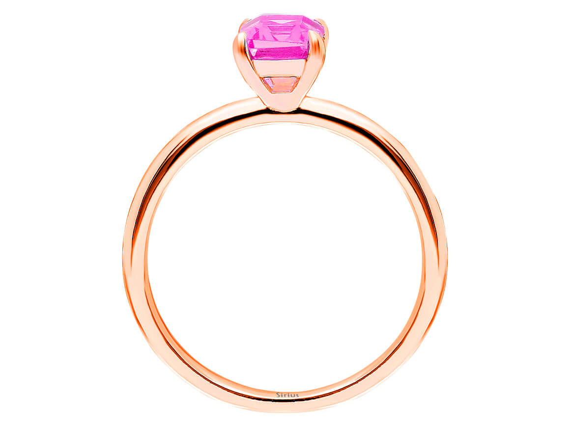 Oktagon Schliff Rosa Saphir Solitär Ring - handgefertigter Diamantschmuck aus Feingold | Sirius Diamant