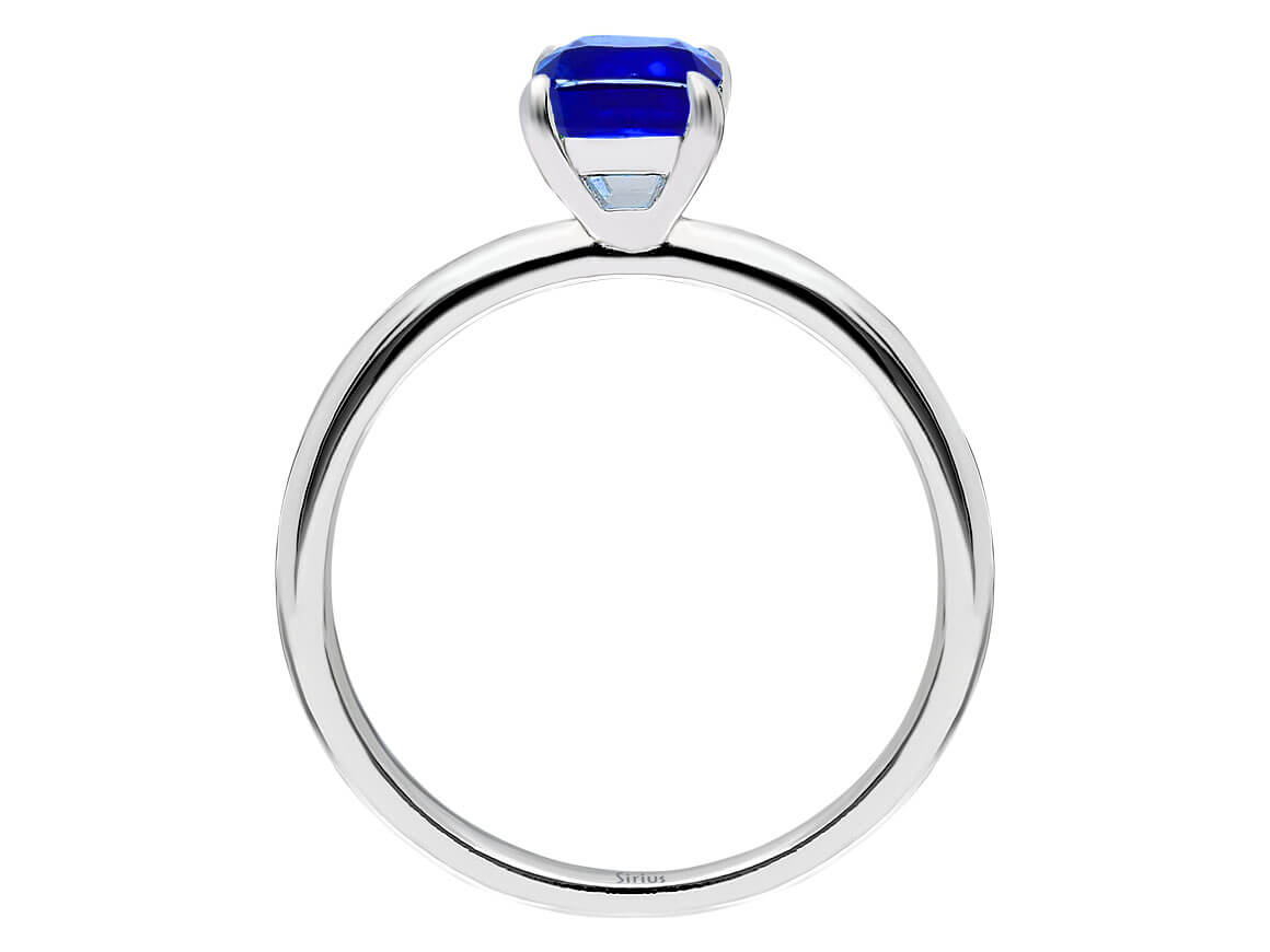 Oktagon Schliff Saphir Solitär Ring - handgefertigter Diamantschmuck aus Feingold | Sirius Diamant