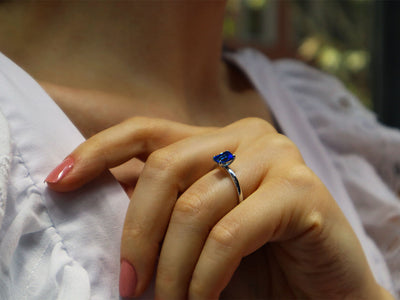 Octagon Cut Sapphire Solitaire Ring