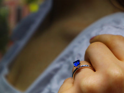 Octagon Cut Sapphire Solitaire Ring