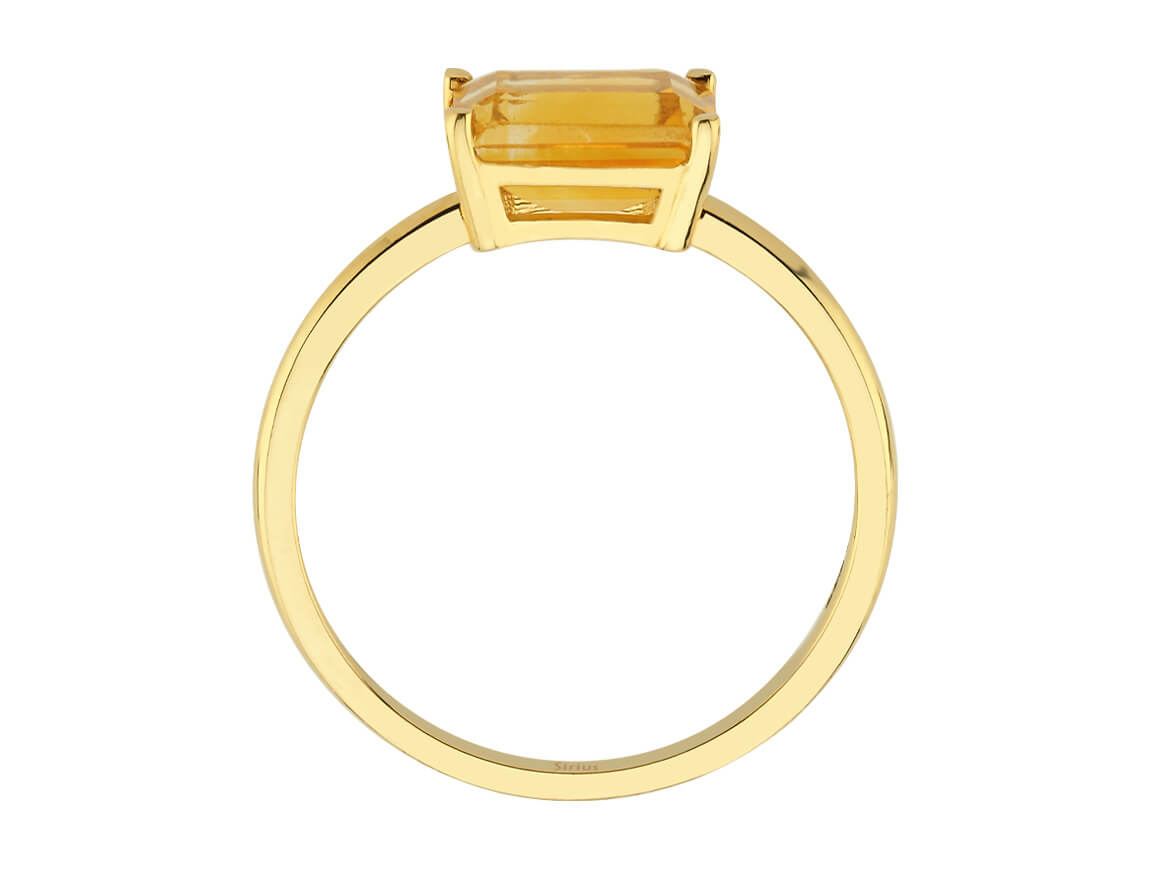 Oktagon-Schliff citrin Ring in 14k Gelbgold - handgefertigter Diamantschmuck aus Feingold | Sirius Diamant