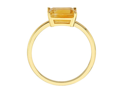 Octagon-cut citrine ring in 14k yellow gold