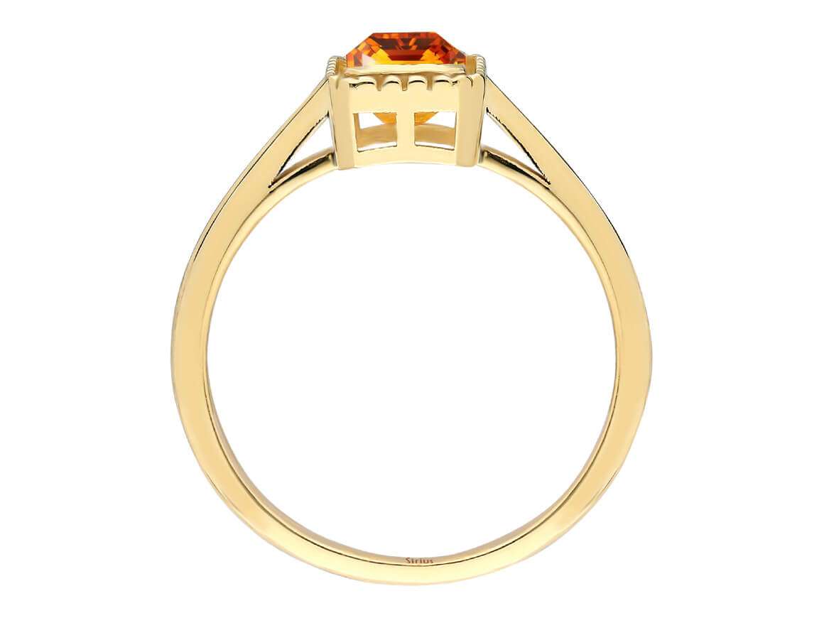 0,76 Karat Oktagon Scliff Citrin Ring in 585er 14 Karat Gelbgold - handgefertigter Diamantschmuck aus Feingold | Sirius Diamant