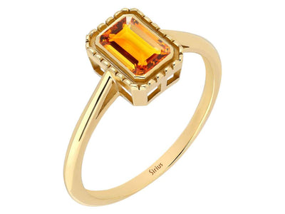 0,76 Karat Oktagon Scliff Citrin Ring in 585er 14 Karat Gelbgold