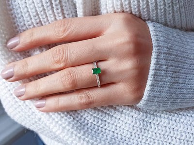 Diamond and Octagon Emerald Ring