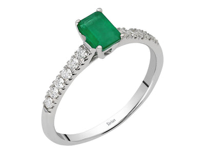 Diamond and Octagon Emerald Ring