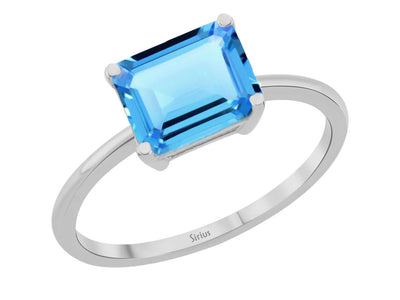 Ring with octagon-cut blue topaz