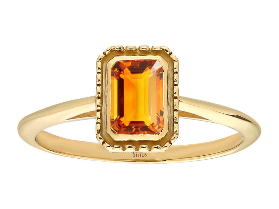 0,76 Karat Oktagon Scliff Citrin Ring in 585er 14 Karat Gelbgold