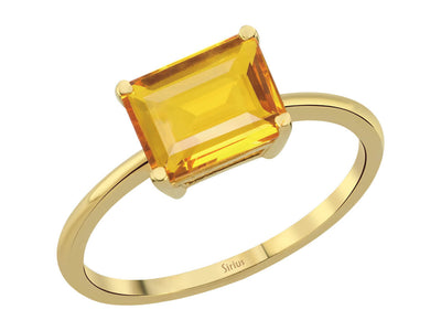 Octagon-cut citrine ring in 14k yellow gold
