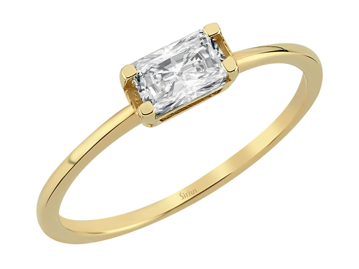 Oktagon-Schliff weißer Topas Ring - handgefertigter Diamantschmuck aus Feingold | Sirius Diamant