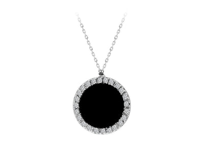 Diamond Black Onyx Necklace in 18 K