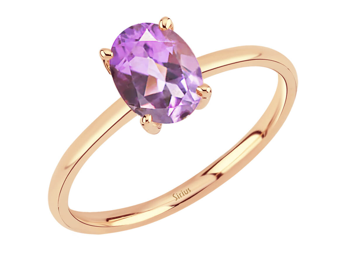 oval amethyst ring in rose gold