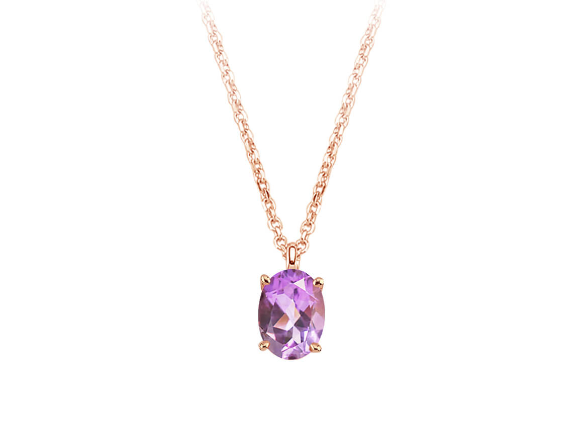 Esila-Halskette mit ovalem Amethyst - handgefertigter Diamantschmuck aus Feingold | Sirius Diamant