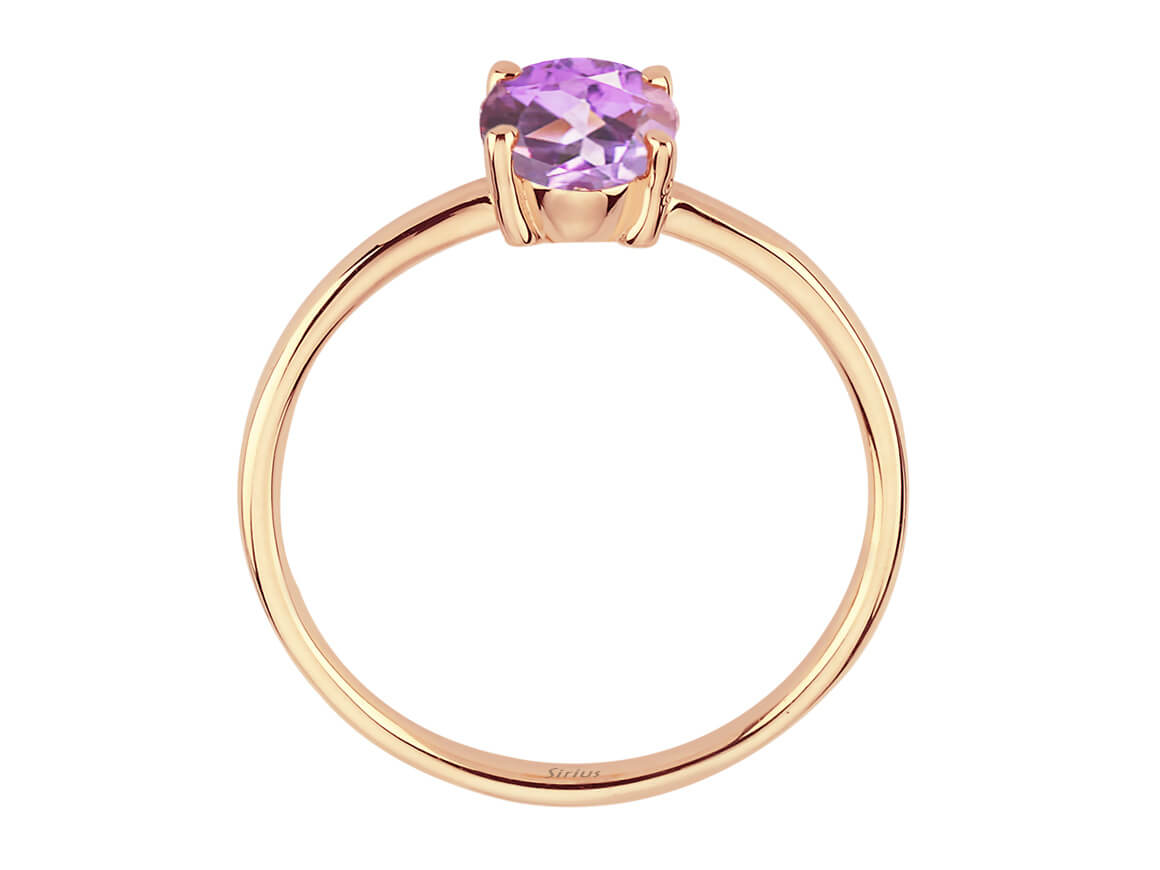 oval amethyst ring in rose gold