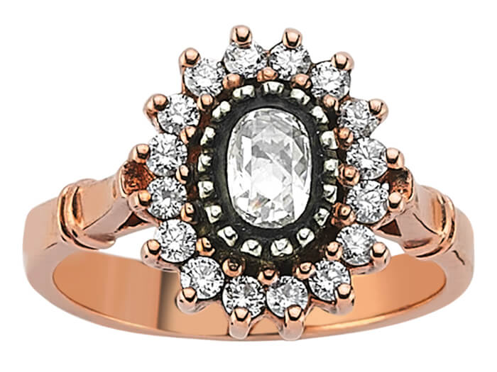 Ovaler Diamant- und Diamantring - handgefertigter Diamantschmuck aus Feingold | Sirius Diamant