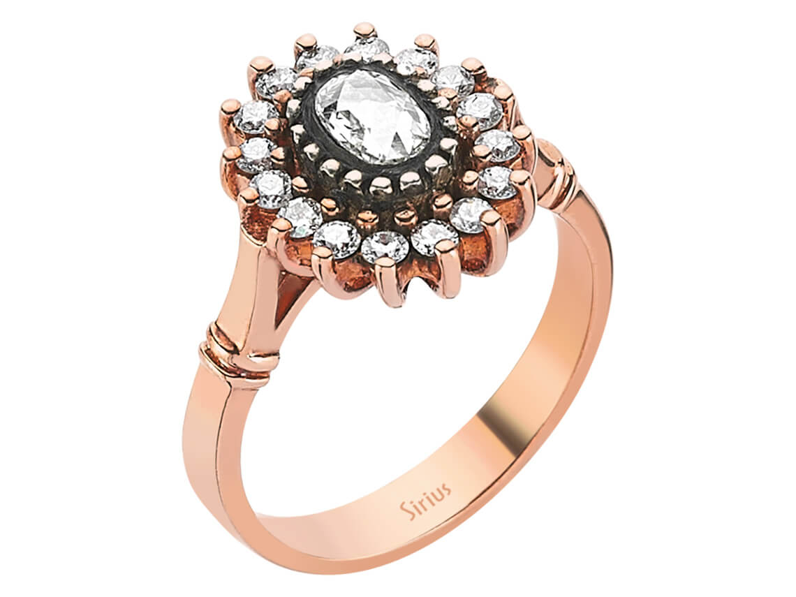 Bague diamant ovale et diamant