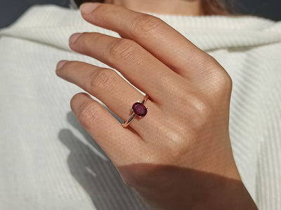 Oval Cut Pink Tourmaline Solitaire Ring