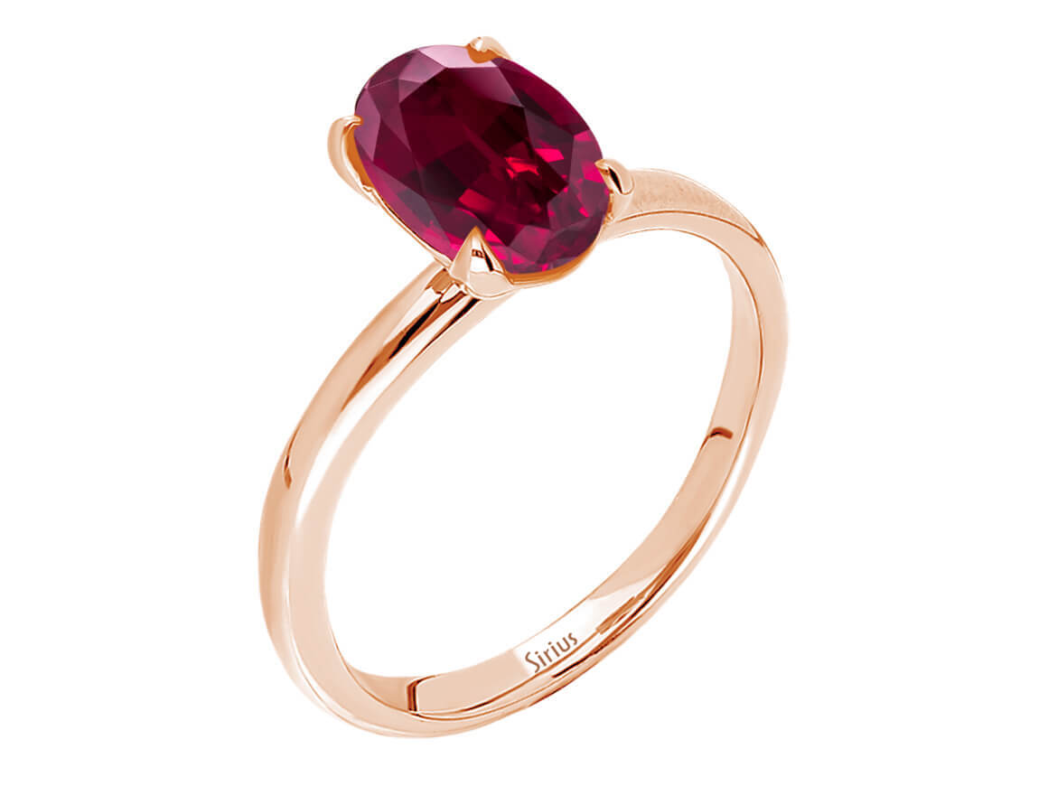 Oval Schliff Rosa Turmalin Solitär Ring - handgefertigter Diamantschmuck aus Feingold | Sirius Diamant