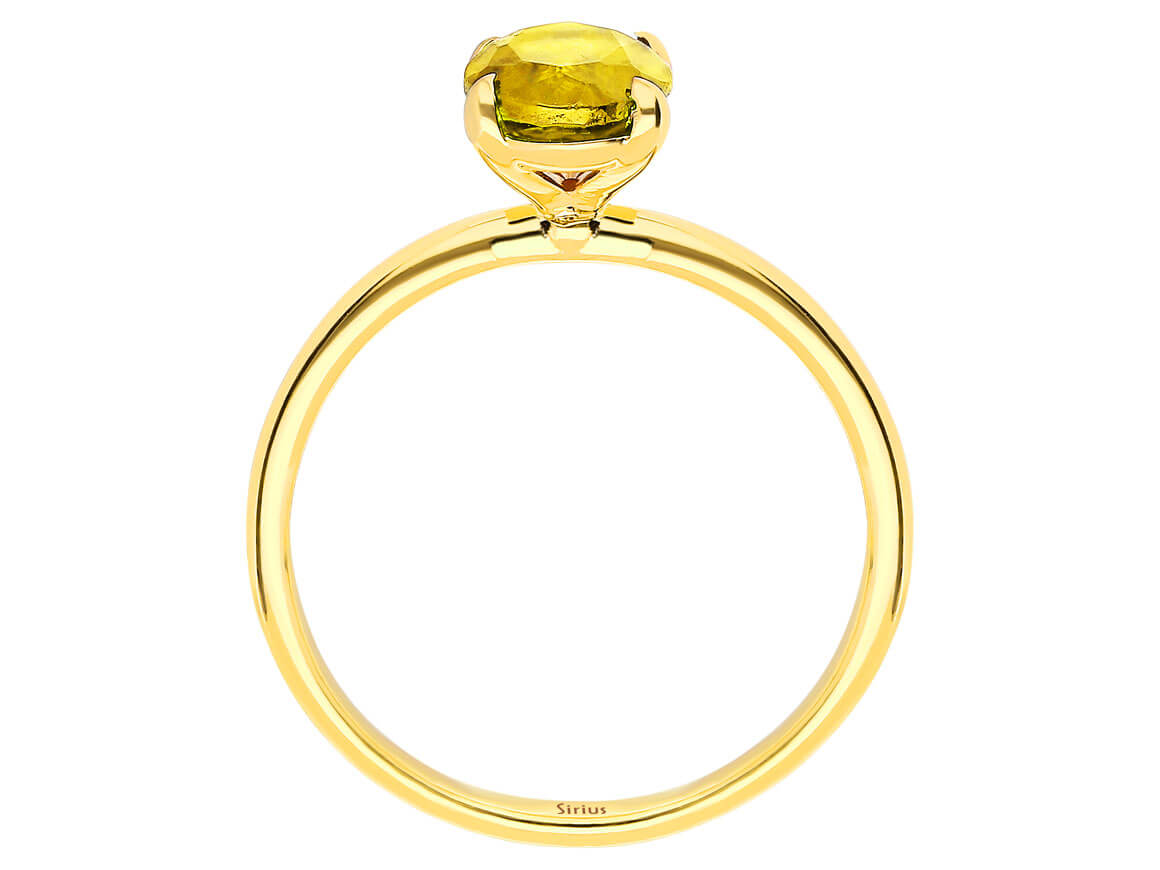 Oval Schliff Citrin Solitaire Ring - handgefertigter Diamantschmuck aus Feingold | Sirius Diamant