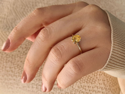 Oval Cut Citrine Solitaire Ring