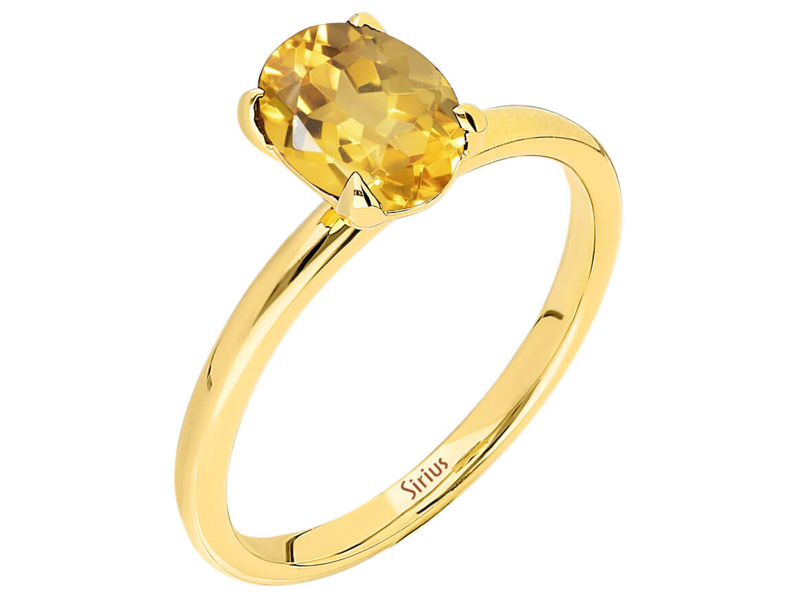 Oval Schliff Citrin Solitaire Ring - handgefertigter Diamantschmuck aus Feingold | Sirius Diamant