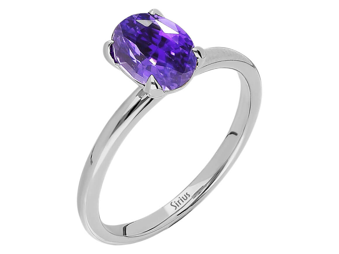 Oval Schliff AAA Tansanit Solitär Ring in 14k Gold