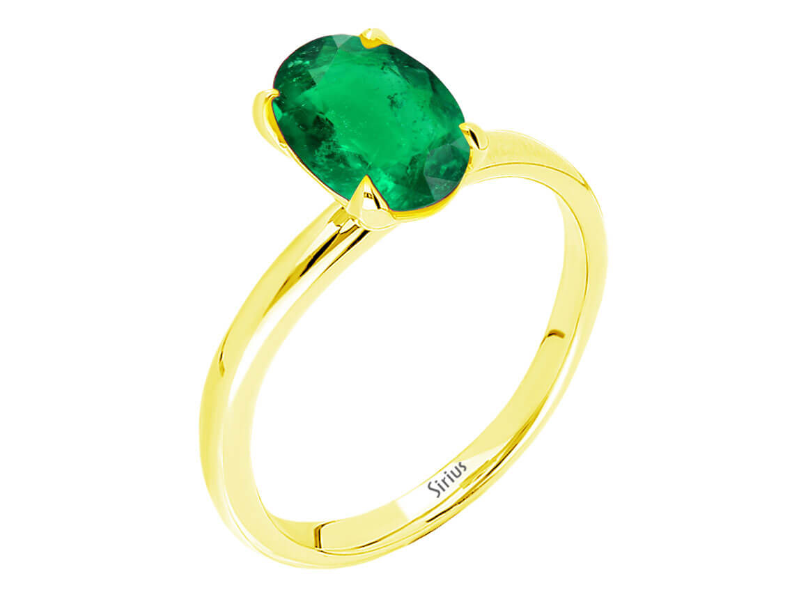 Oval Schliff Smaragd Solitär Ring - handgefertigter Diamantschmuck aus Feingold | Sirius Diamant
