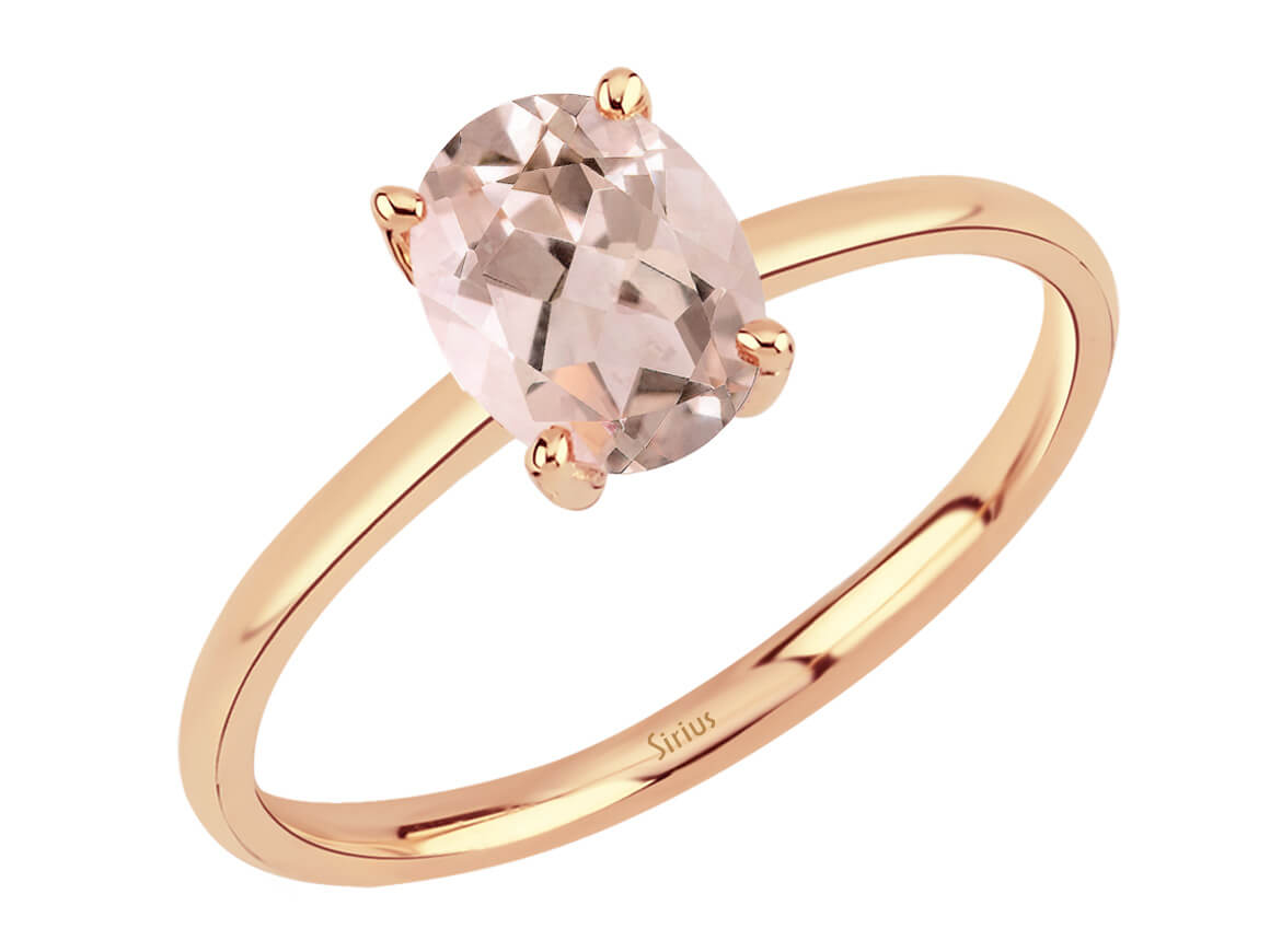 bague ovale en morganite en or rose