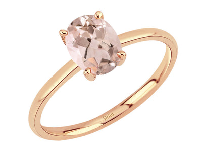 bague ovale en morganite en or rose