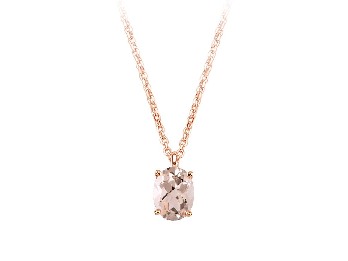 Esila-Halskette mit ovalem Morganit - handgefertigter Diamantschmuck aus Feingold | Sirius Diamant