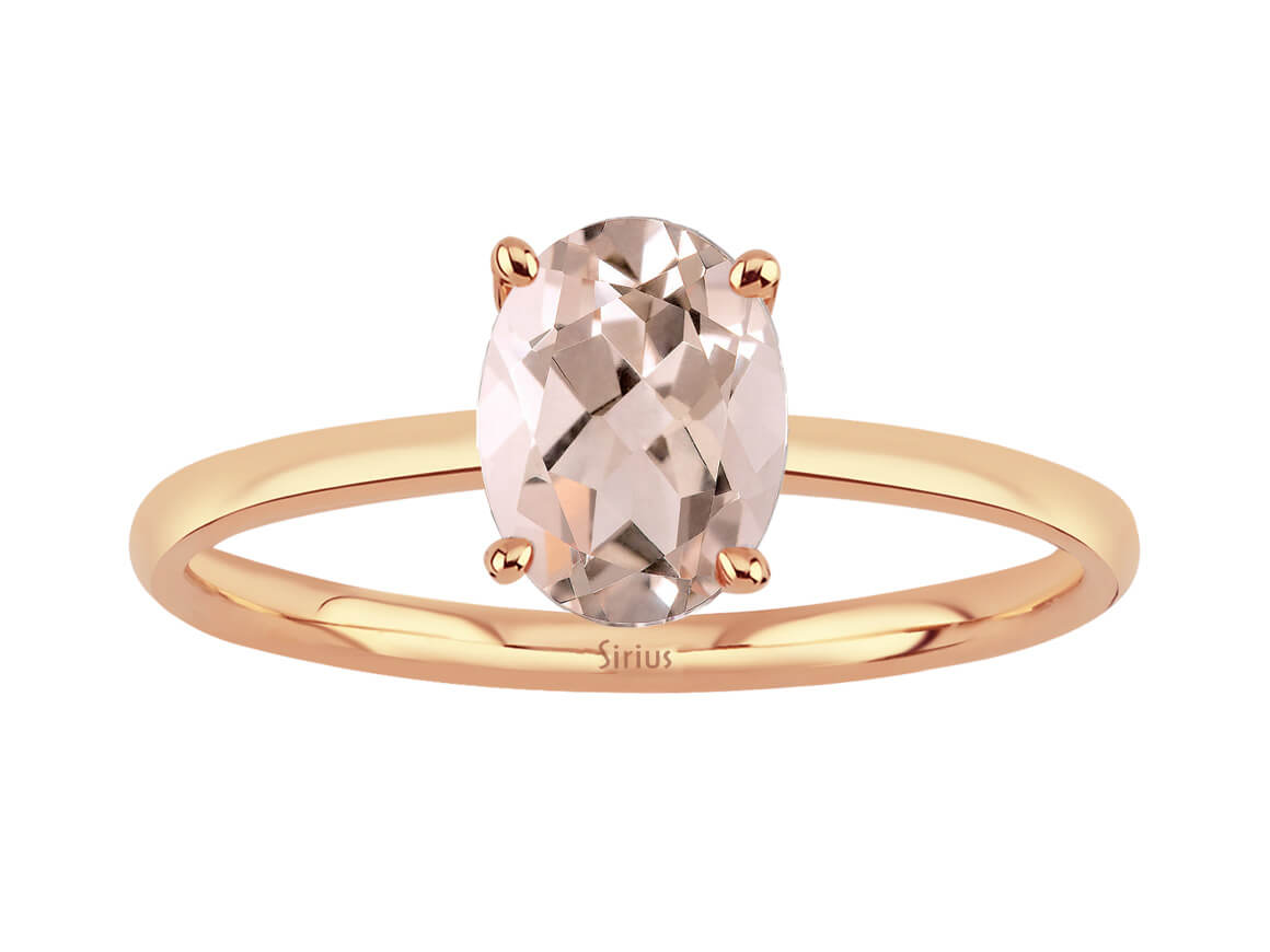 bague ovale en morganite en or rose