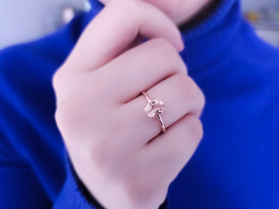 bague ovale en morganite en or rose