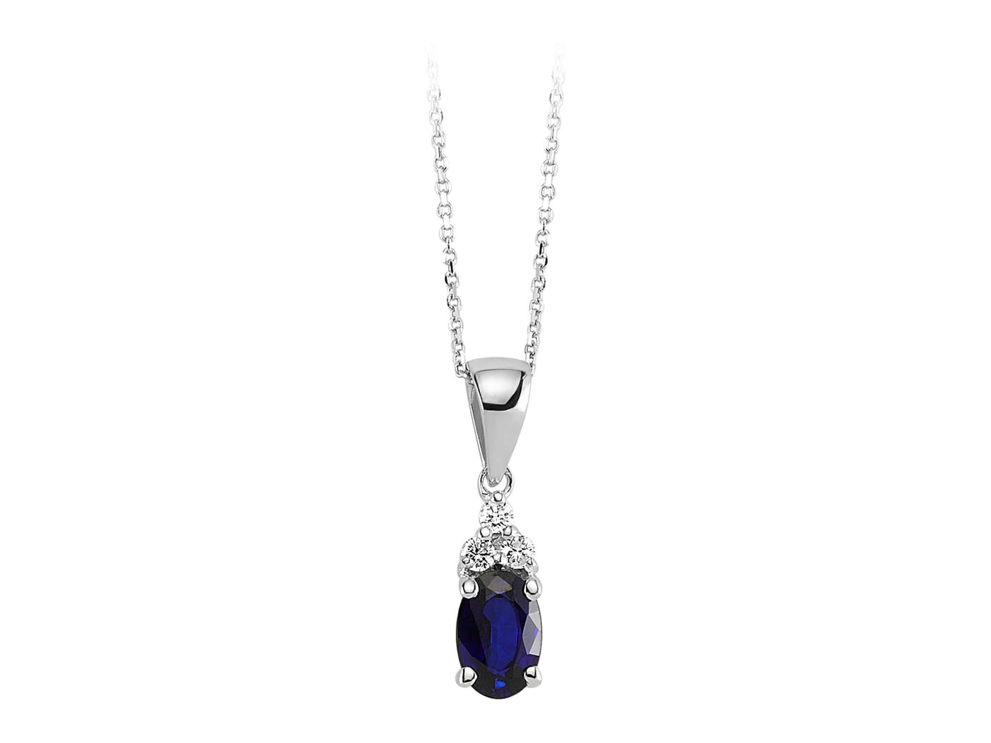 Diamond and oval sapphire necklace in 8 K