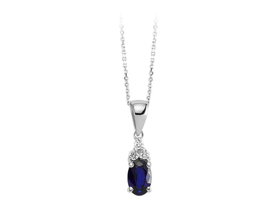 Diamond and oval sapphire necklace in 8 K