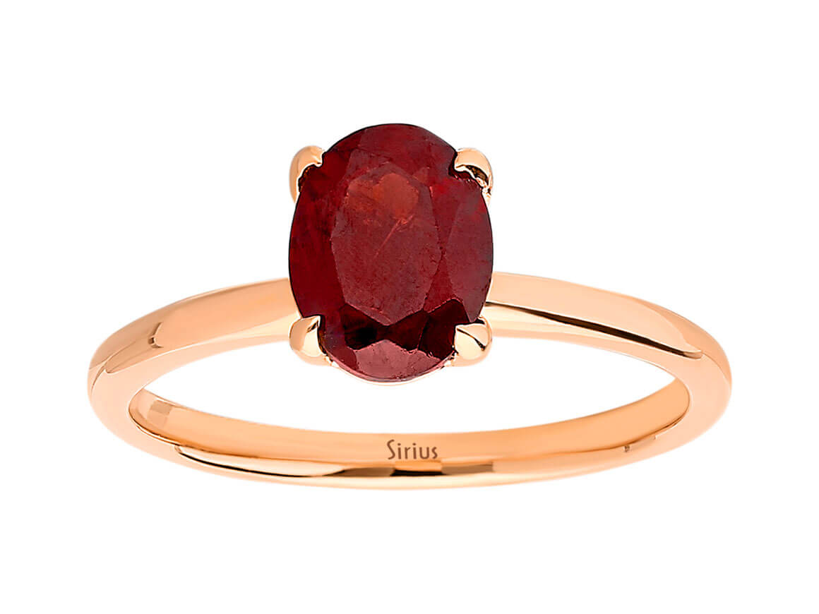Oval Schliff Garnet Solitaire Ring - handgefertigter Diamantschmuck aus Feingold | Sirius Diamant
