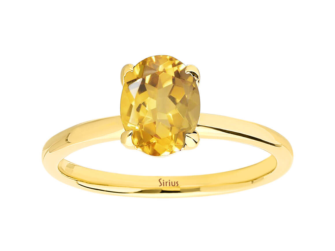 Oval Schliff Citrin Solitaire Ring - handgefertigter Diamantschmuck aus Feingold | Sirius Diamant