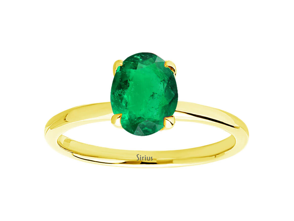 Oval Schliff Smaragd Solitär Ring - handgefertigter Diamantschmuck aus Feingold | Sirius Diamant