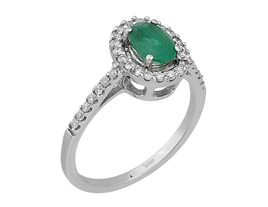 Smaragd Diamant Ring Anhänger Ohrstecker Schmuckset 585er Weißgold - handgefertigter Diamantschmuck aus Feingold | Sirius Diamant