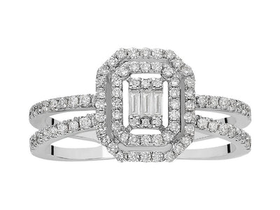 Double Shimmer Baguette Diamond Ring
