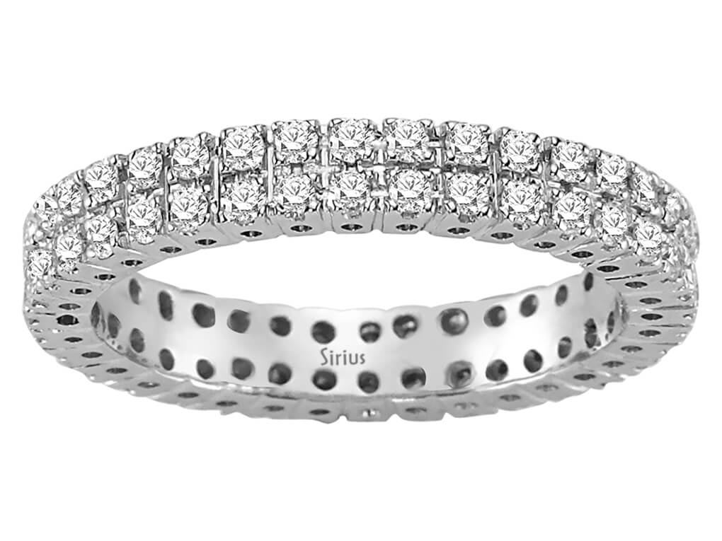 0,79 Karat zwei Reihen Diamant rundum Allianz in 585er 14 K Weißgold - handgefertigter Diamantschmuck aus Feingold | Sirius Diamant