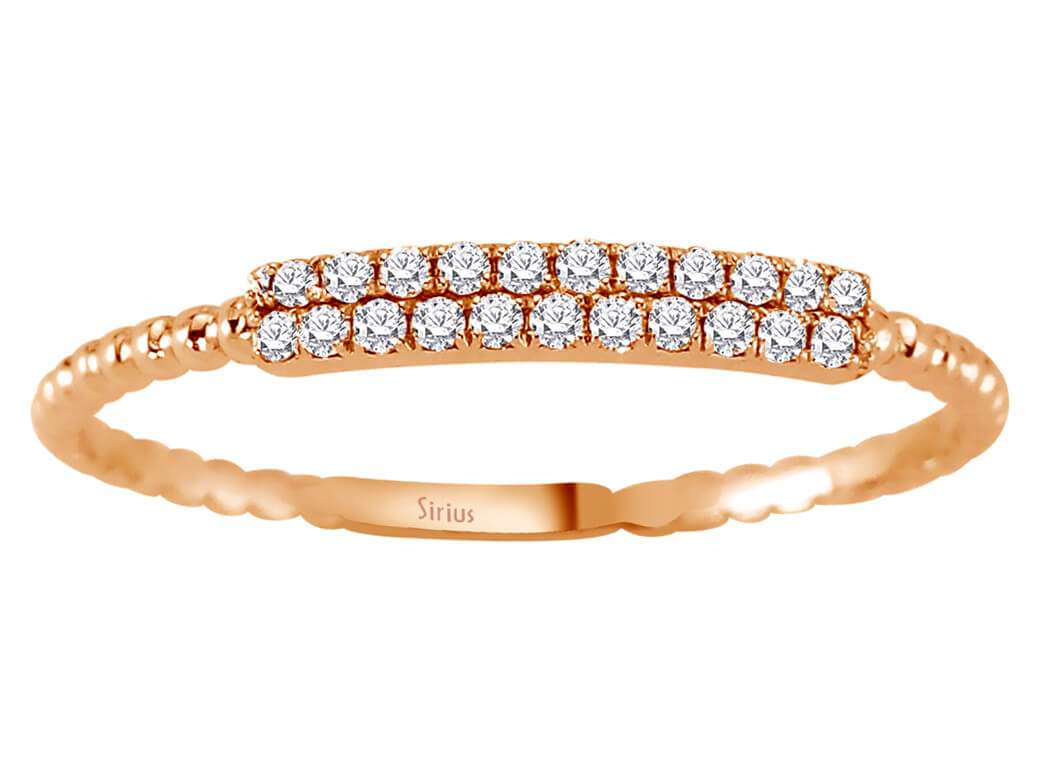 0,11 Karat Diamant Zweireihen Ring in 585er 14 Karat Rotgold – handgefertigter Diamantschmuck aus Feingold | Sirius Diamant