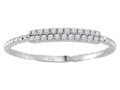 Bague demi-ronde à deux rangs de diamants en or blanc 585 14 carats