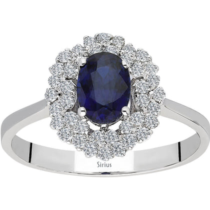 Zweireihende Diamant und Oval Schliff Saphir Ring - handgefertigter Diamantschmuck aus Feingold | Sirius Diamant