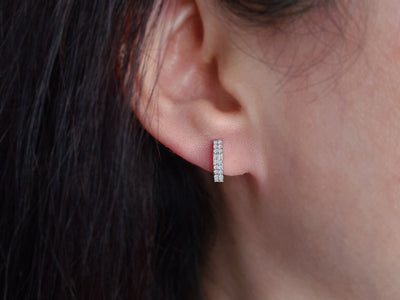 0.24 carat two-row diamond hoop earrings in 14 carat white gold