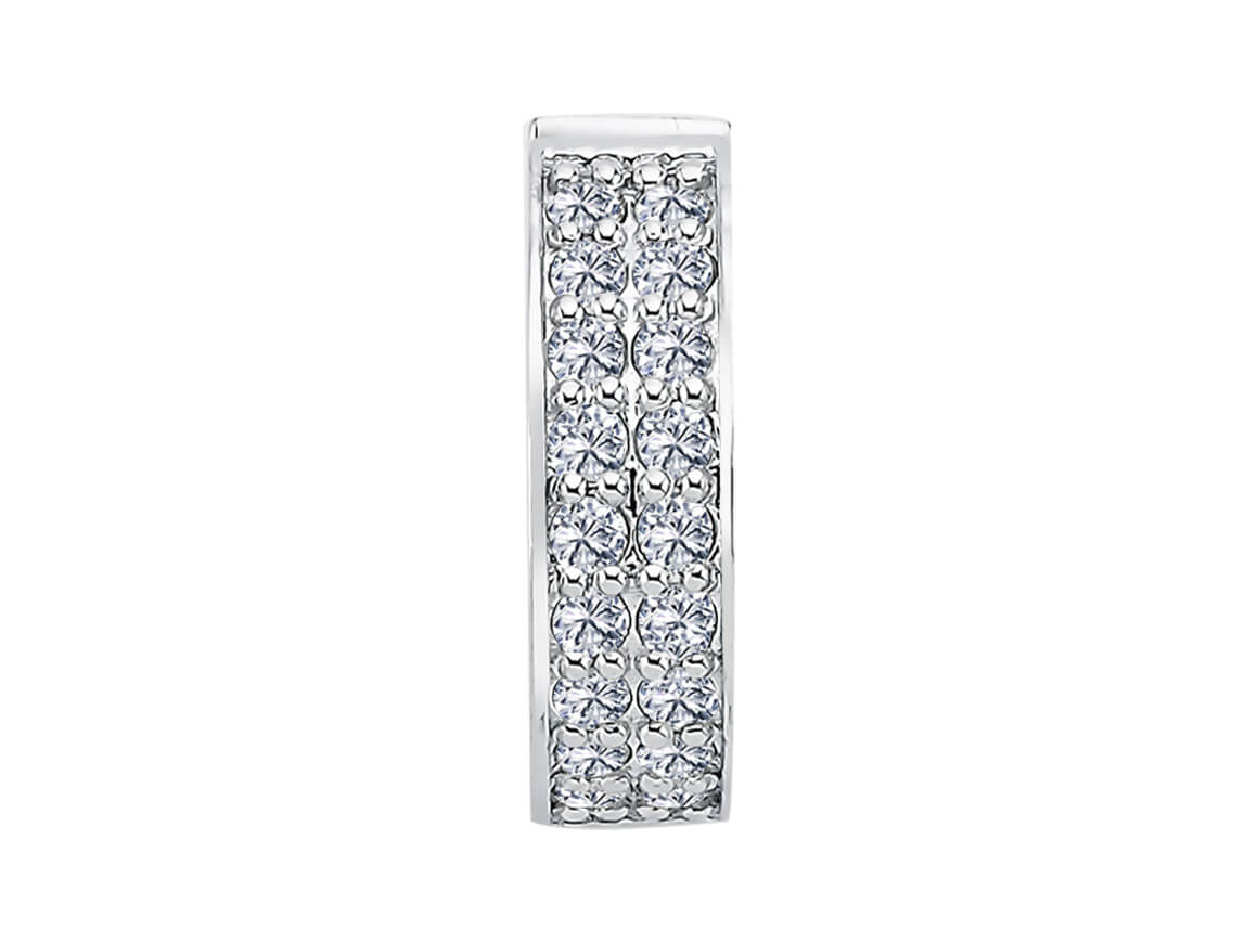 two rows of diamond men's hoop earrings in white gold