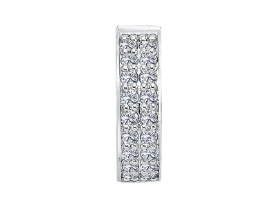 two rows of diamond men's hoop earrings in white gold