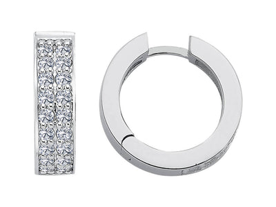 two rows of diamond earrings in white gold