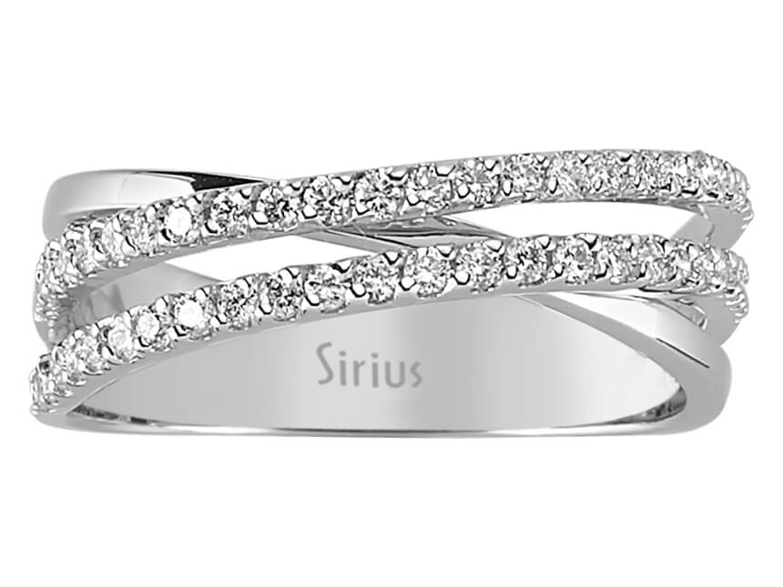 Alliance demi-ronde en or blanc 14 carats avec diamants à double rangée de 0,56 carat